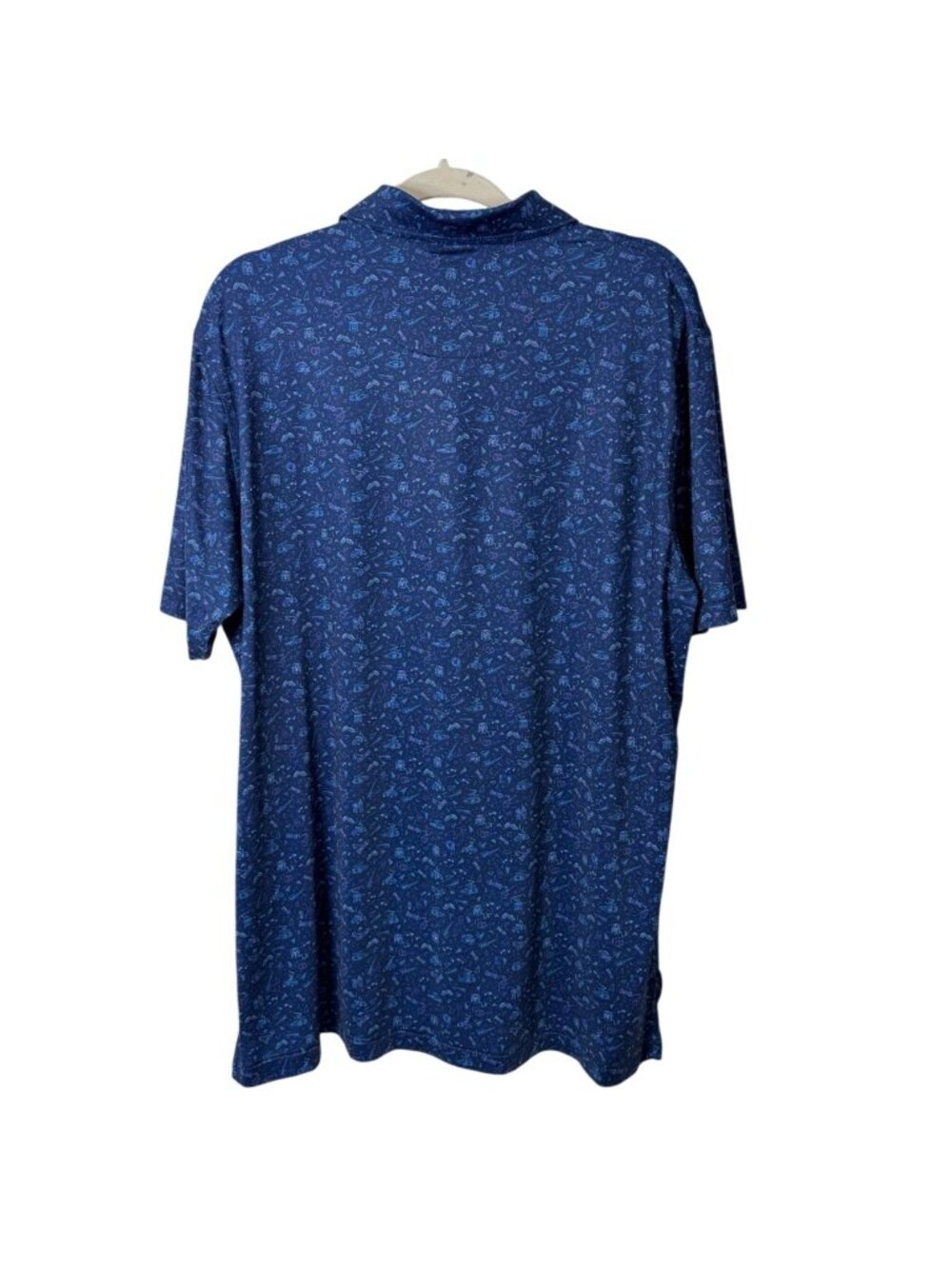 Peter Millar Summer Comfort Men Size L Polo Back To The Future Blue Short Sleeve - Picture 2 of 7
